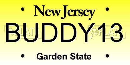 BUDDY13 New Jersey License Plate
