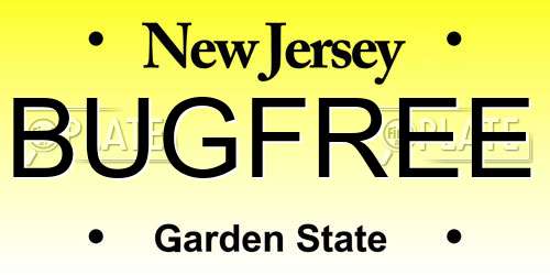 BUGFREE New Jersey License Plate