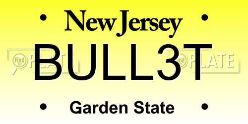 BULL3T New Jersey License Plate