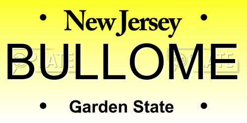 BULLOME New Jersey License Plate