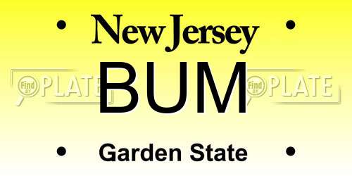 BUM New Jersey License Plate