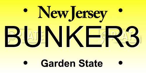 BUNKER3 New Jersey License Plate