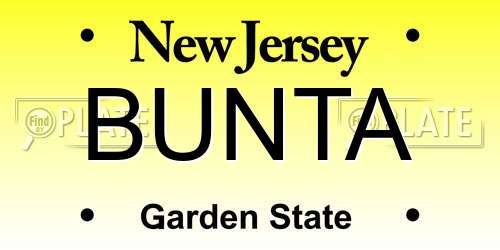BUNTA New Jersey License Plate