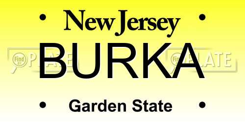 BURKA New Jersey License Plate