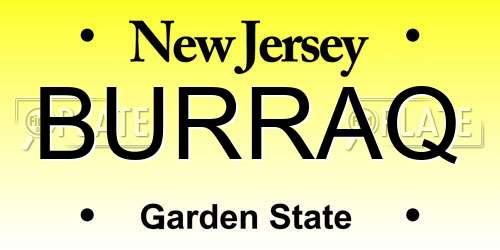 BURRAQ New Jersey License Plate