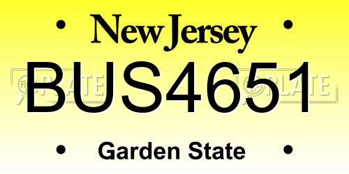 BUS4651 New Jersey License Plate
