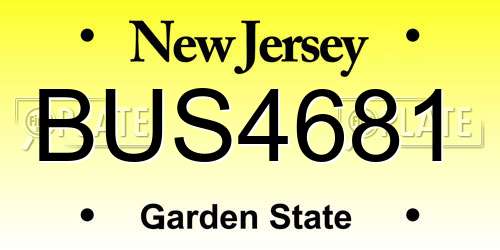 BUS4681 New Jersey License Plate