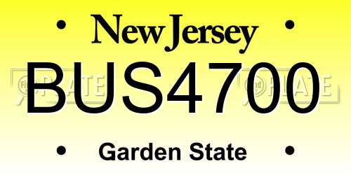 BUS4700 New Jersey License Plate