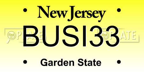BUSI33 New Jersey License Plate