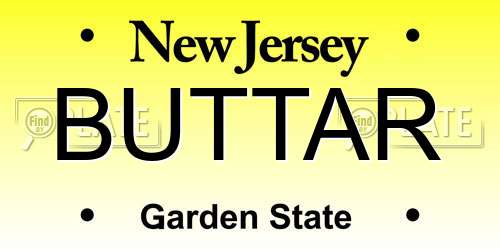 BUTTAR New Jersey License Plate