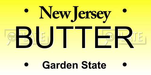 BUTTER New Jersey License Plate