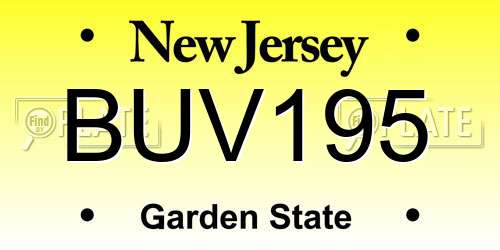 BUV195 New Jersey License Plate