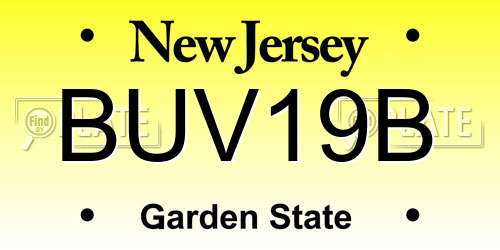 BUV19B New Jersey License Plate