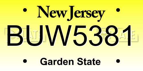 BUW5381 New Jersey License Plate