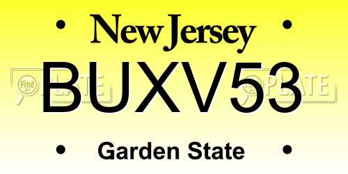BUXV53 New Jersey License Plate