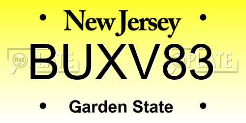 BUXV83 New Jersey License Plate