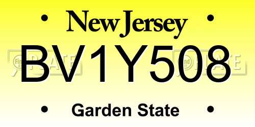 BV1Y508 New Jersey License Plate