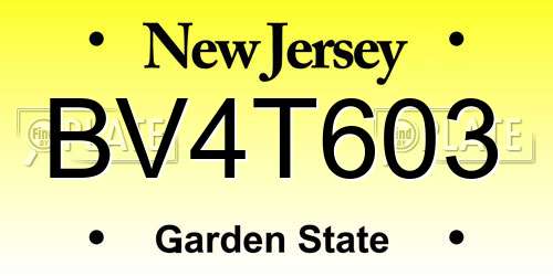 BV4T603 New Jersey License Plate