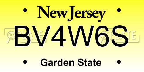 BV4W6S New Jersey License Plate
