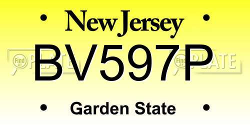 BV597P New Jersey License Plate