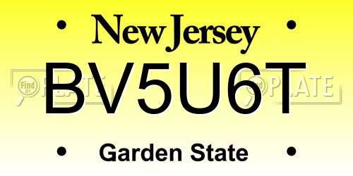 BV5U6T New Jersey License Plate
