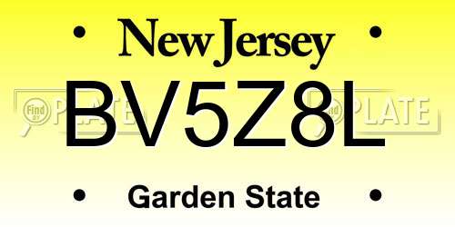 BV5Z8L New Jersey License Plate