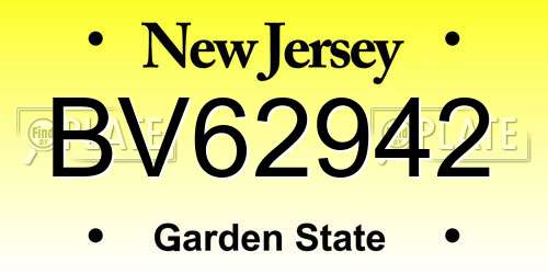 BV62942 New Jersey License Plate