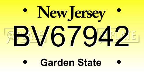 BV67942 New Jersey License Plate