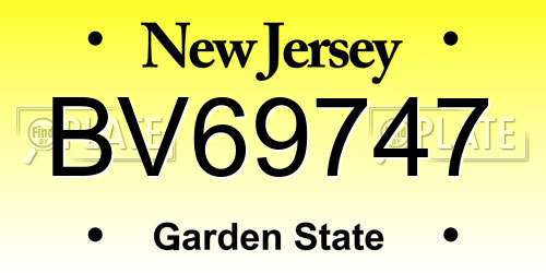 BV69747 New Jersey License Plate