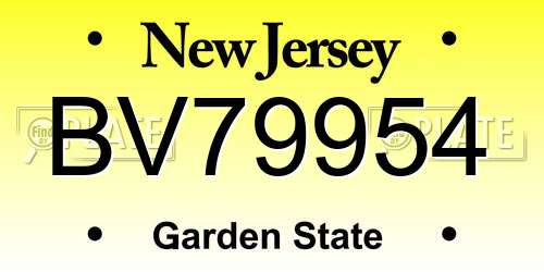 BV79954 New Jersey License Plate