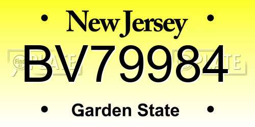 BV79984 New Jersey License Plate