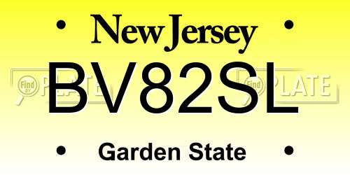 BV82SL New Jersey License Plate