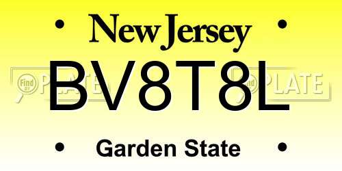 BV8T8L New Jersey License Plate