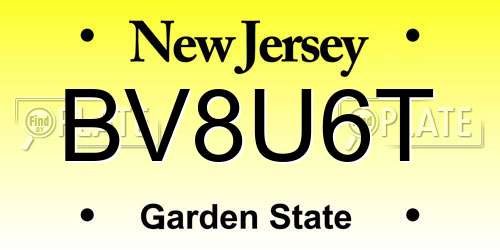 BV8U6T New Jersey License Plate