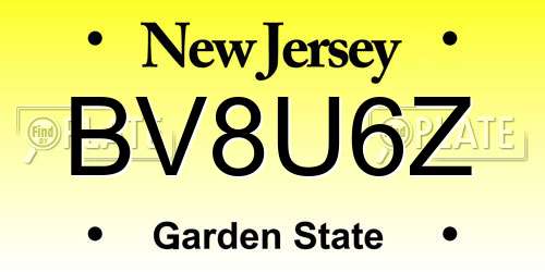 BV8U6Z New Jersey License Plate