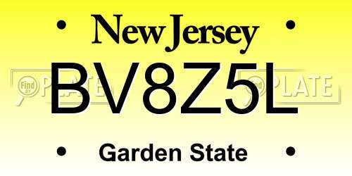 BV8Z5L New Jersey License Plate