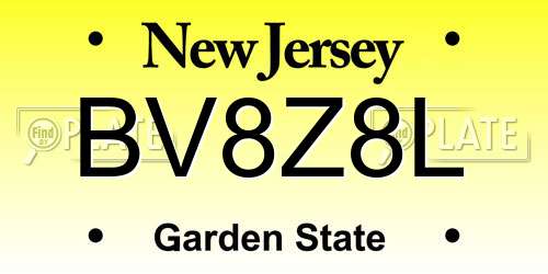 BV8Z8L New Jersey License Plate