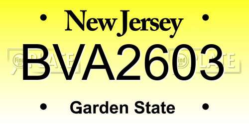 BVA2603 New Jersey License Plate