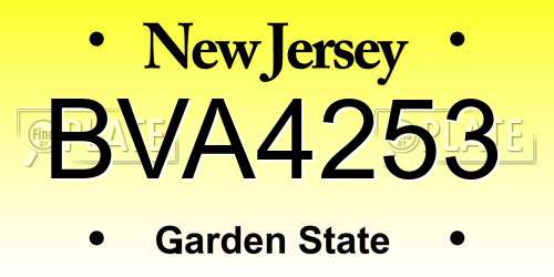BVA4253 New Jersey License Plate
