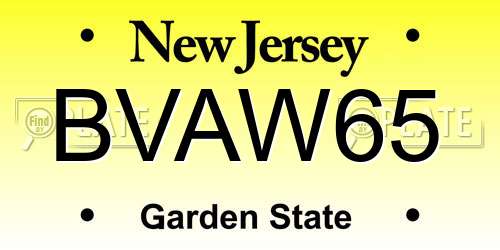 BVAW65 New Jersey License Plate