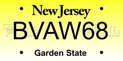 BVAW68 New Jersey License Plate