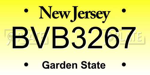 BVB3267 New Jersey License Plate