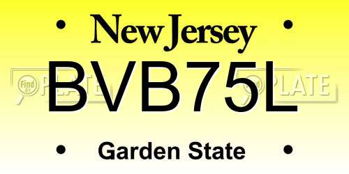 BVB75L New Jersey License Plate
