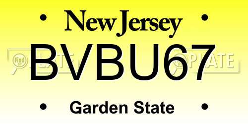 BVBU67 New Jersey License Plate