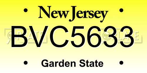 BVC5633 New Jersey License Plate