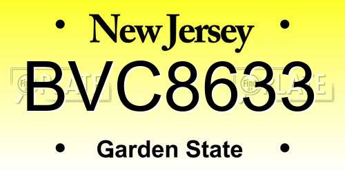 BVC8633 New Jersey License Plate