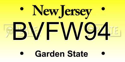 BVFW94 New Jersey License Plate