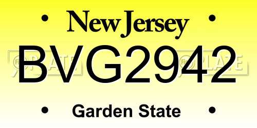 BVG2942 New Jersey License Plate