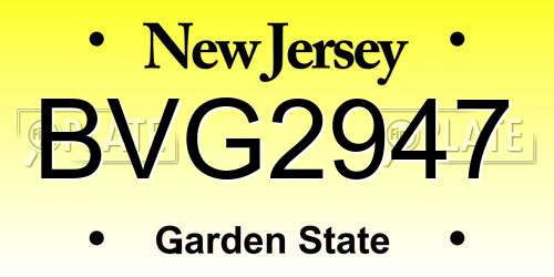 BVG2947 New Jersey License Plate