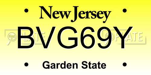 BVG69Y New Jersey License Plate